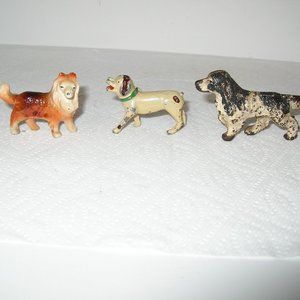 Vintage Antique Lot of 3 CAST IRON DOGS "VERY OLD" 1 1/2"-2" Tall